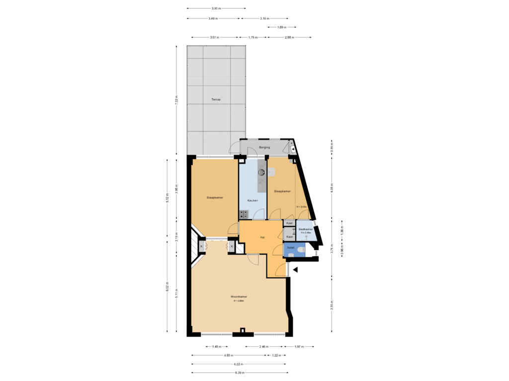 View floorplan of 1e verdieping of Varkenmarkt 13