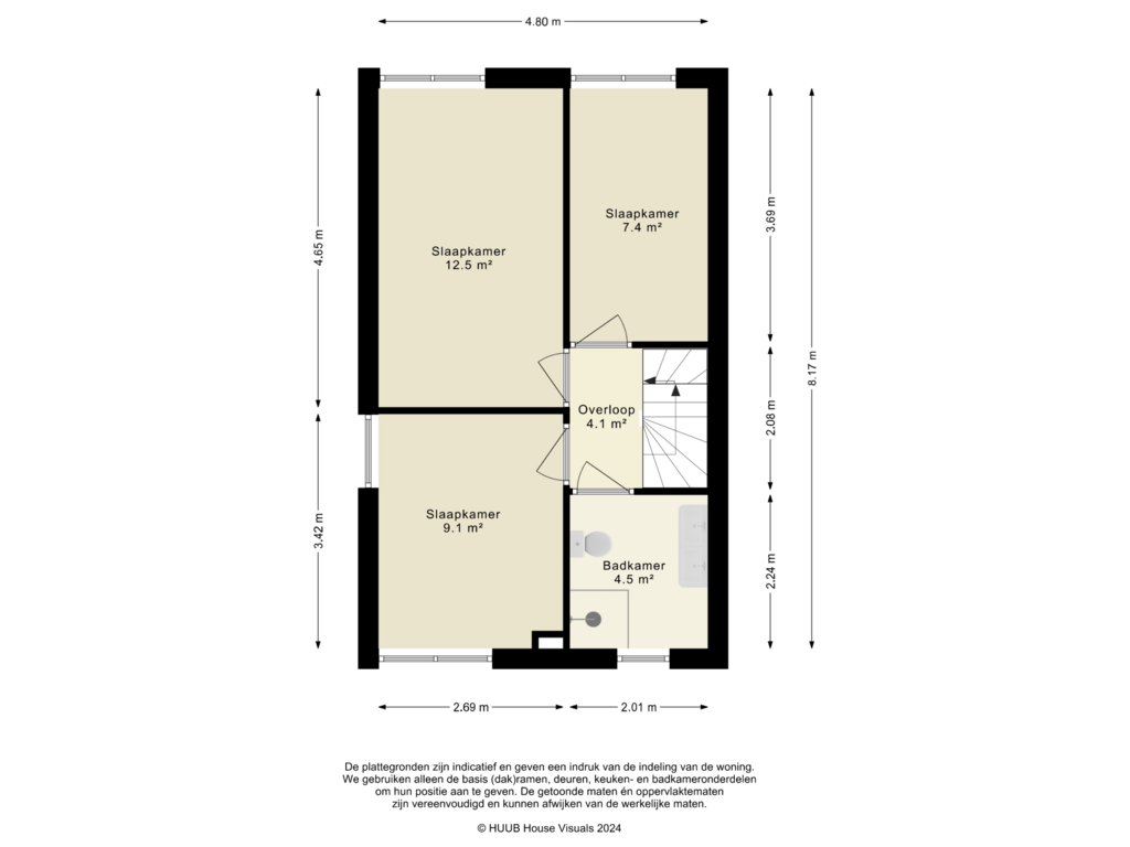 Bekijk plattegrond van 1e Verdieping van Brandenborchstraat 13