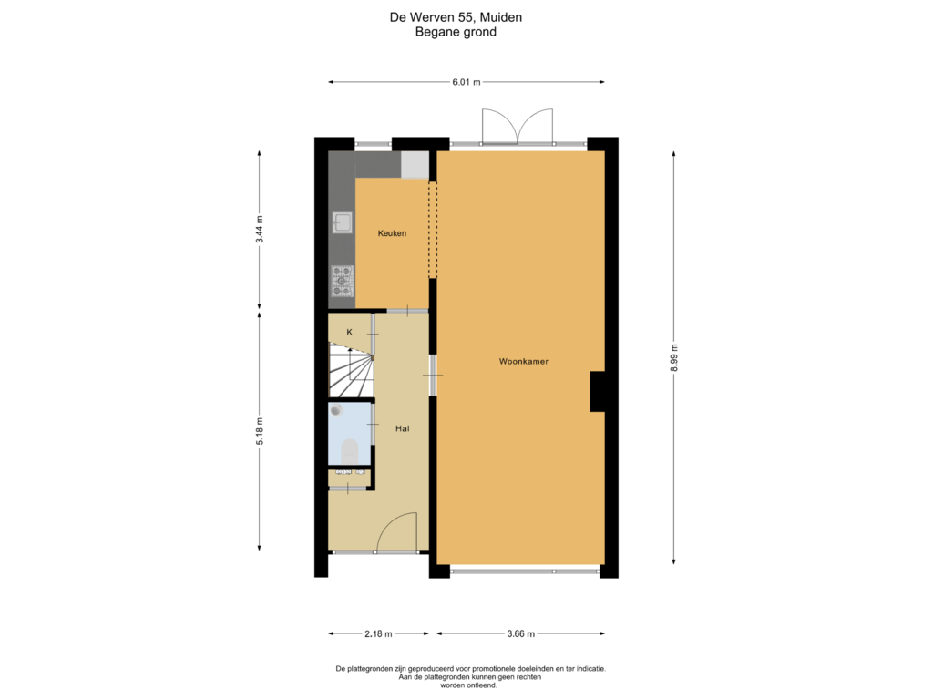 View floorplan of Begane grond of de Werven 55