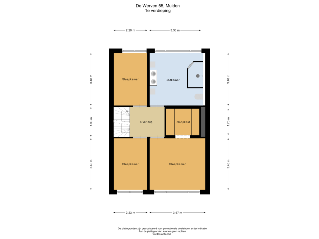 View floorplan of 1e verdieping of de Werven 55