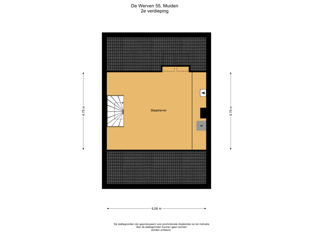 View floorplan of 2e verdieping of de Werven 55