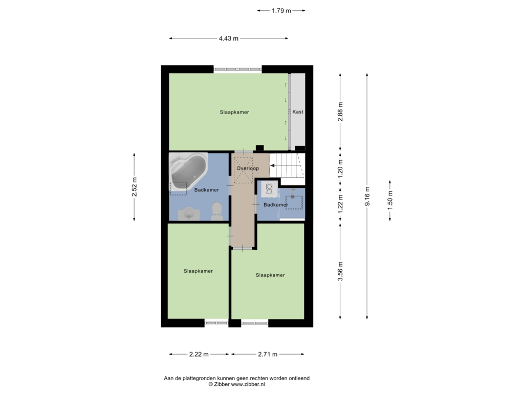 View floorplan of Eerste verdieping of Oscar Woltersstraat 21