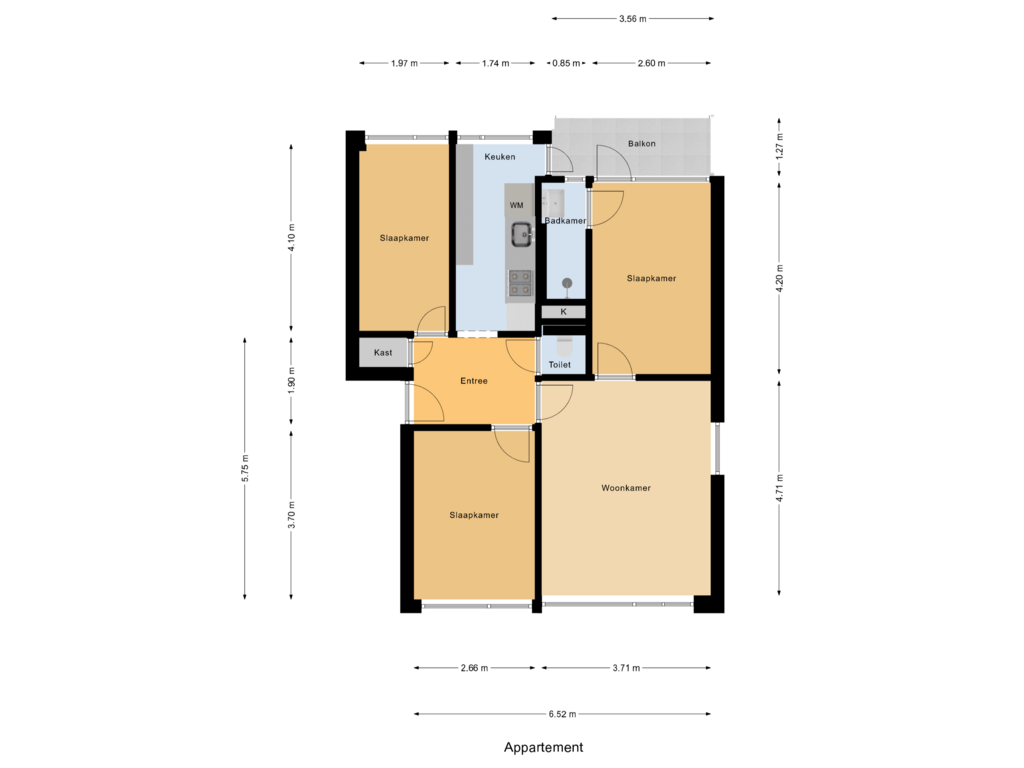 Bekijk plattegrond van Appartement van Scottstraat 62