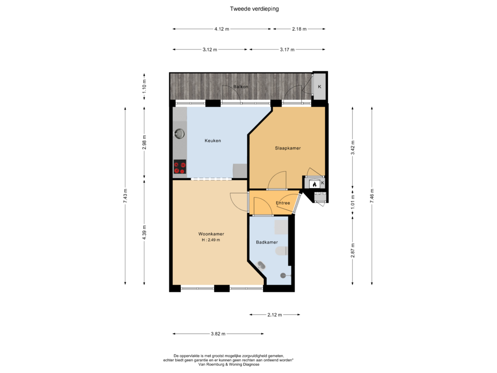 Bekijk plattegrond van Tweede verdieping van Sportstraat 10-2