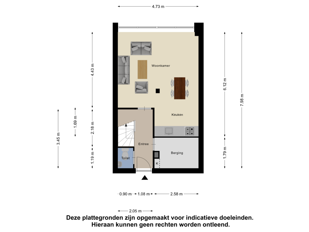 Bekijk plattegrond van Begane grond van Oude Herengracht 18-A