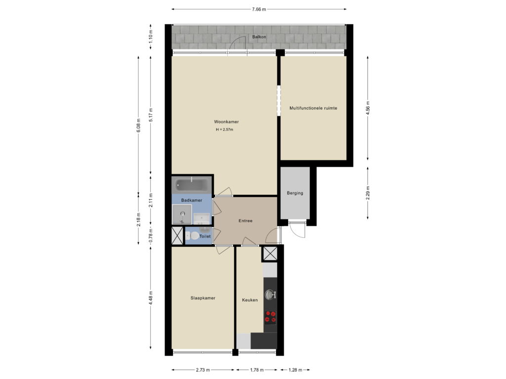 Bekijk plattegrond van Appartement van Ganzenstraat 3