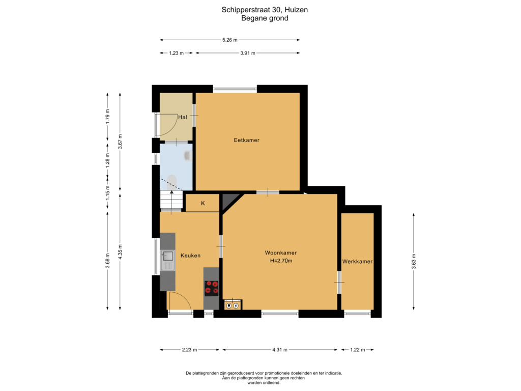 Bekijk plattegrond van Begane grond van Schipperstraat 30