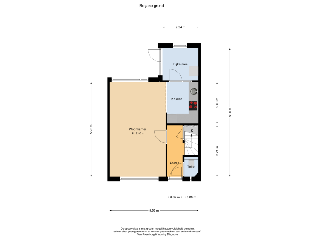 Bekijk plattegrond van Begane grond van Roemer Visscherstraat 31