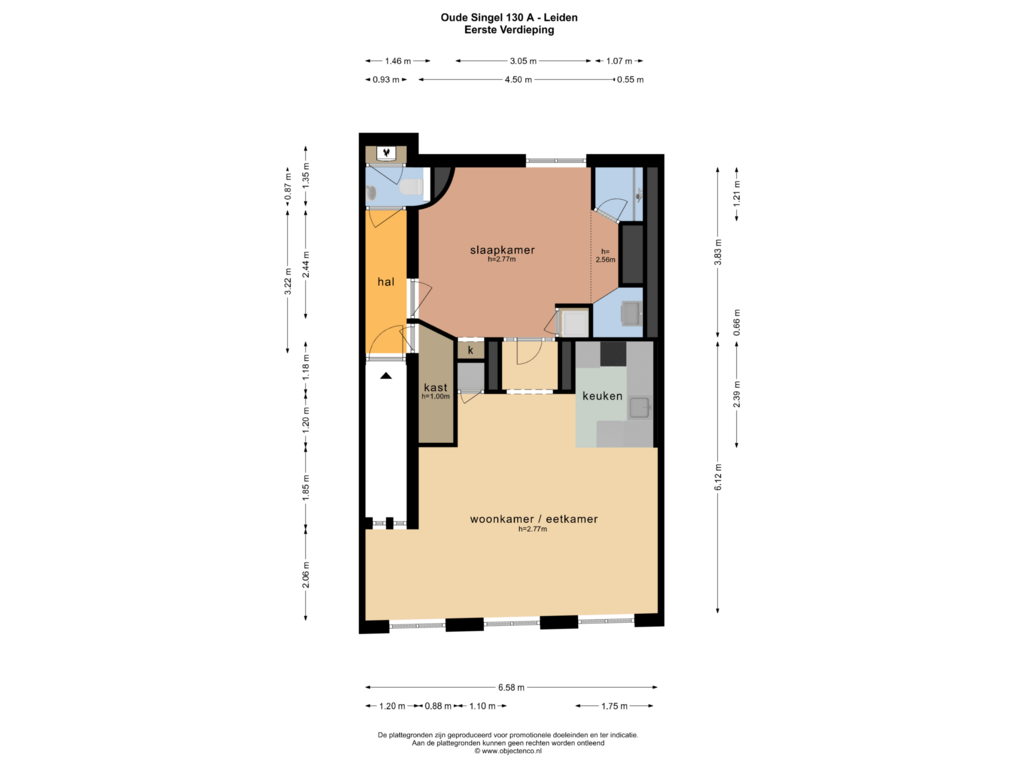 Bekijk plattegrond van EERSTE VERDIEPING van Oude Singel 130-A