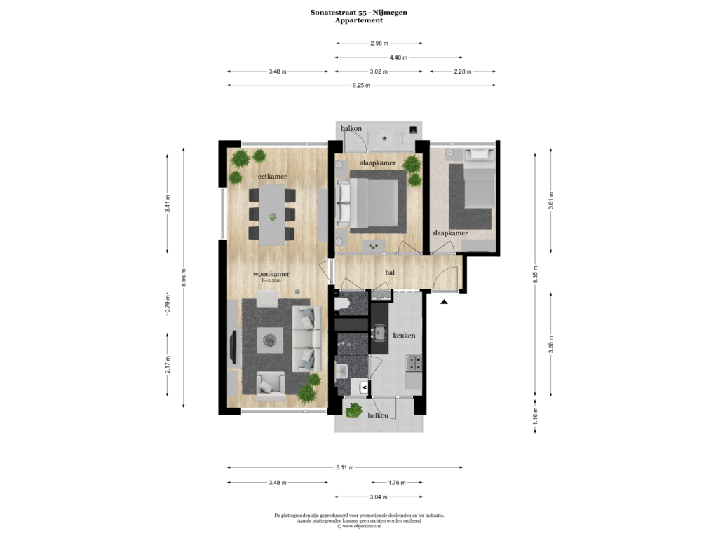 View floorplan of APPARTEMENT of Sonatestraat 55