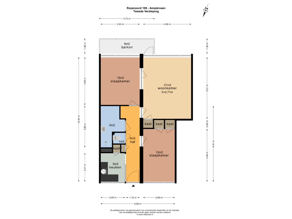 Bekijk plattegrond van TWEEDE VERDIEPING van Rozenoord 109