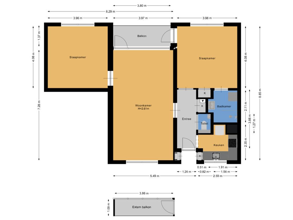 Bekijk plattegrond van Appartement van Arnhemse Bovenweg 16-49