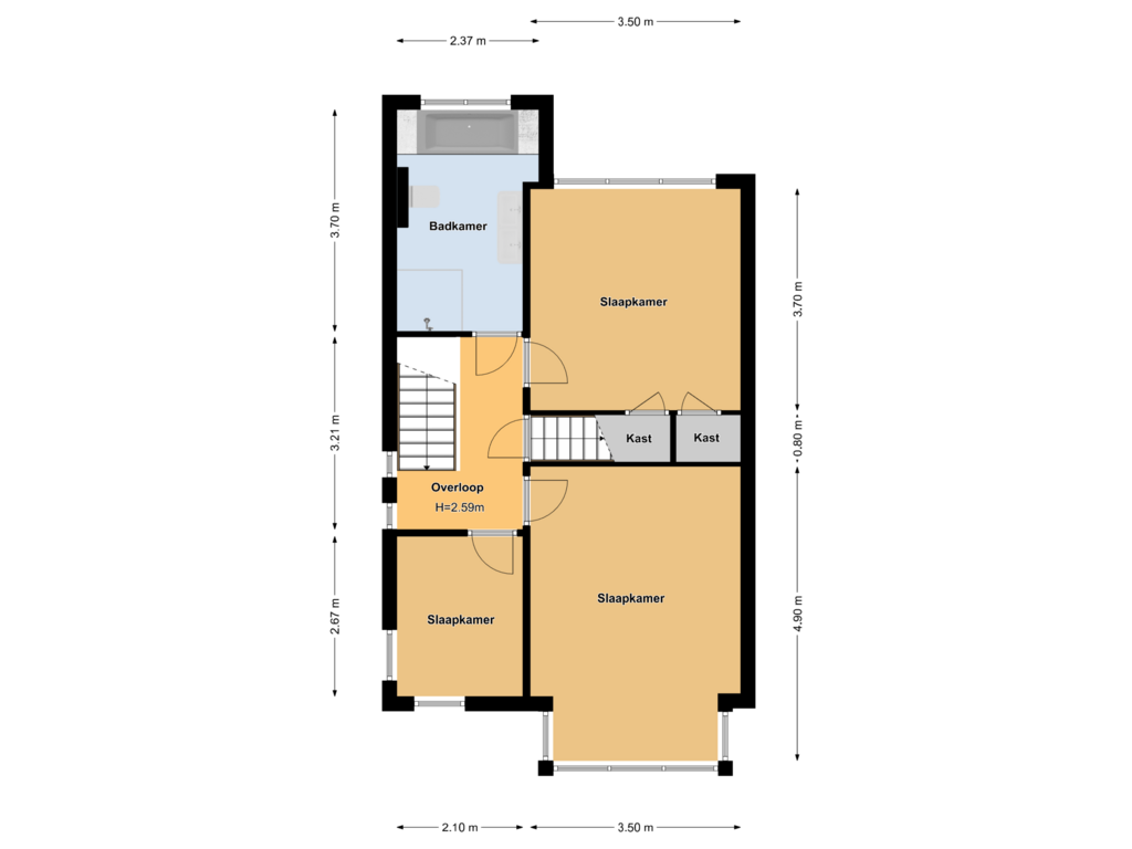 View floorplan of Eerste Verdieping of van der Helstlaan 38