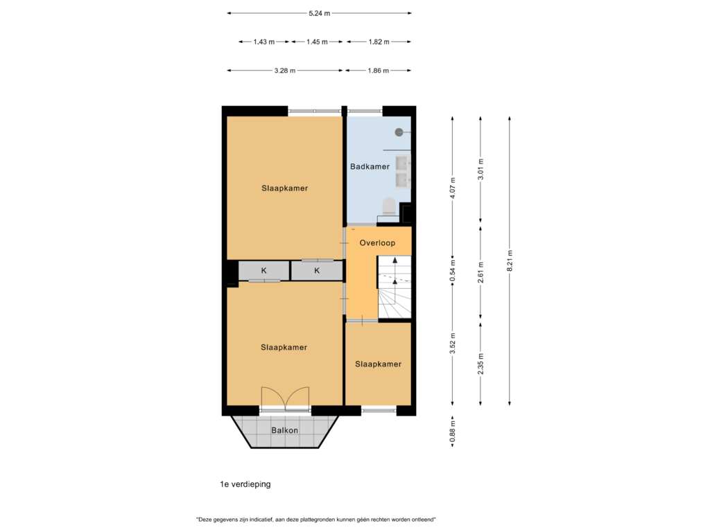 Bekijk plattegrond van 1e verdieping van Kompasstraat 61