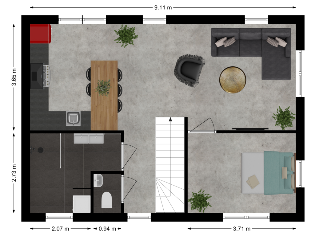 View floorplan of 1ste etage of Parallelweg 6-B