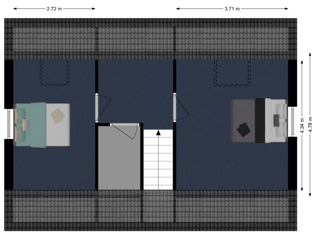 View floorplan of 2de etage of Parallelweg 6-B