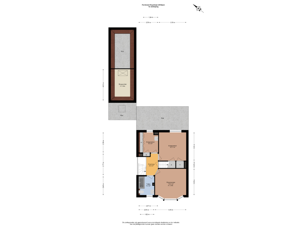 Bekijk plattegrond van 1e verdieping van Ferdinand Huycklaan 26