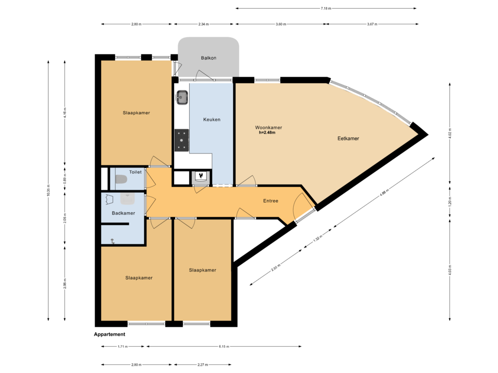 Bekijk plattegrond van Appartement van Koningstraat 139