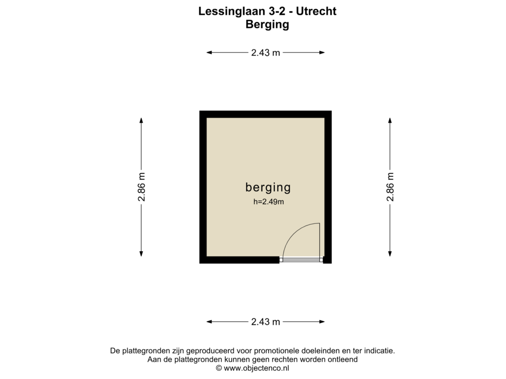 Bekijk plattegrond van Berging van Lessinglaan 3-2