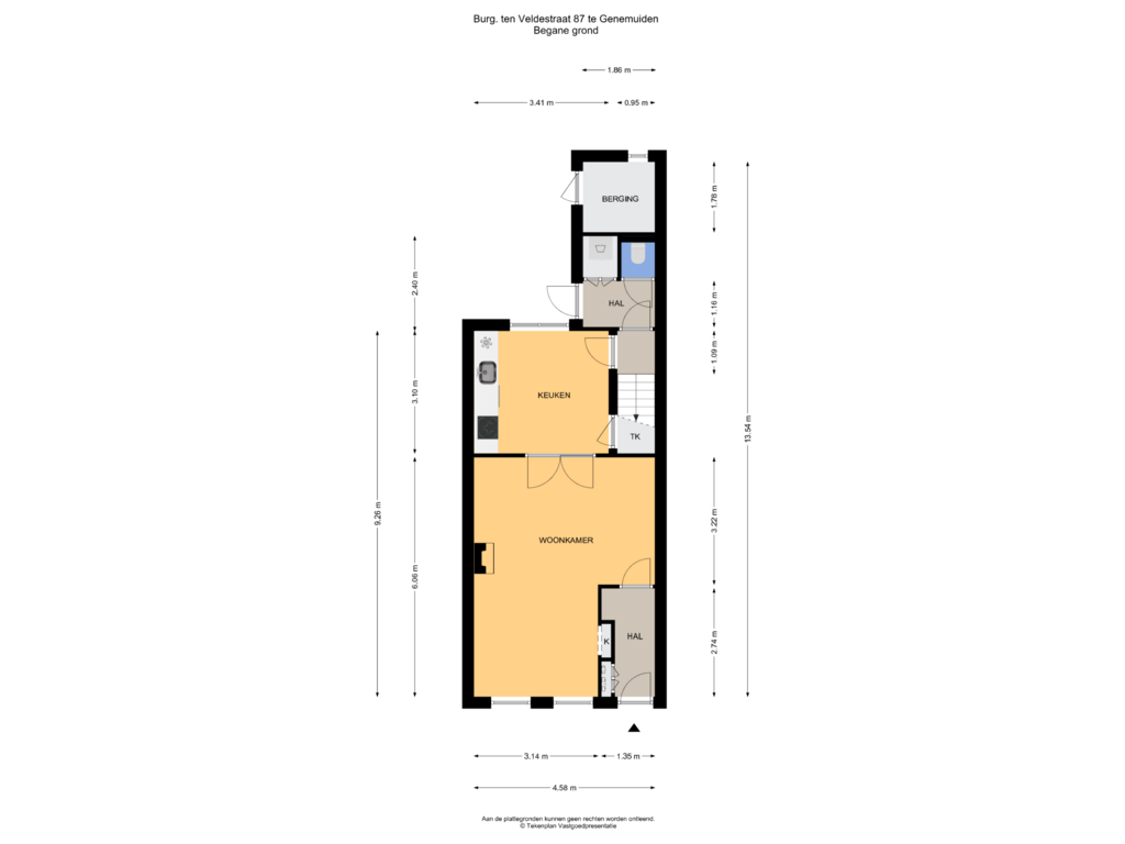 View floorplan of Begane grond of Burg ten Veldestr 87