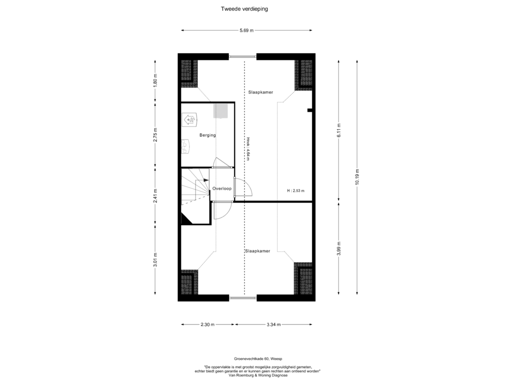 Bekijk plattegrond van Tweede verdieping van Groenevechtkade 60