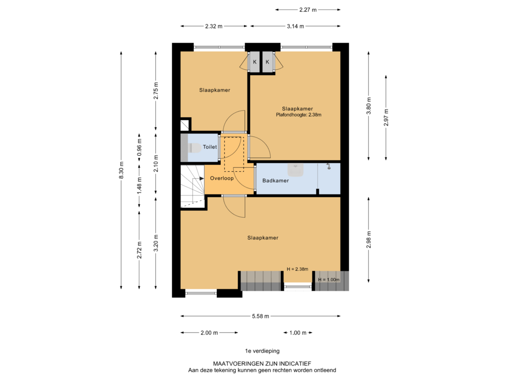 Bekijk plattegrond van 1e verdieping van Reeweg Oost 218