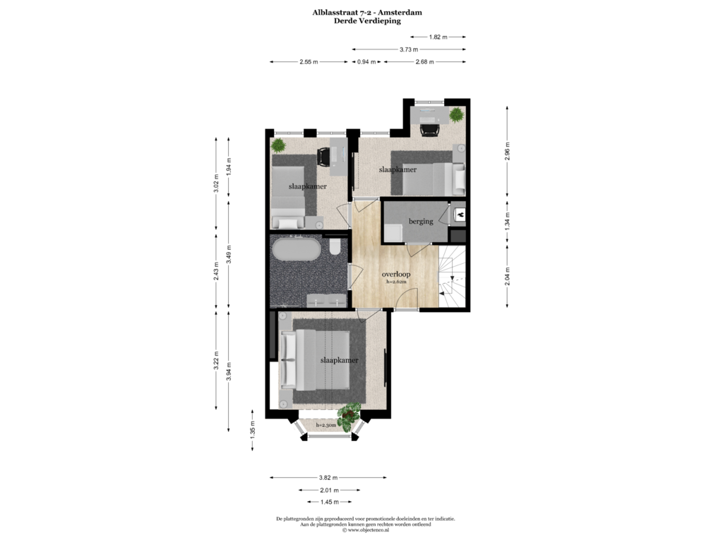 Bekijk plattegrond van DERDE VERDIEPING van Alblasstraat 7-2