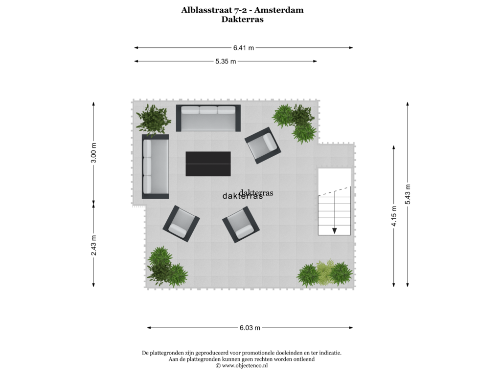 Bekijk plattegrond van DAKTERRAS van Alblasstraat 7-2