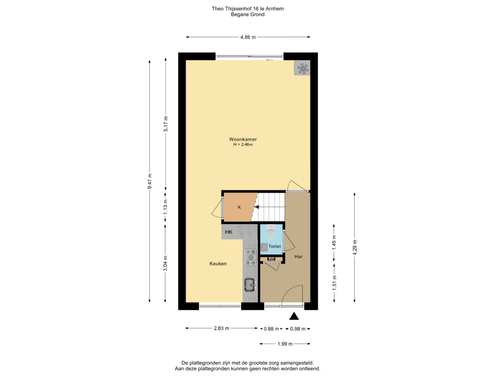 Bekijk plattegrond van Begane Grond van Theo Thijssenhof 16