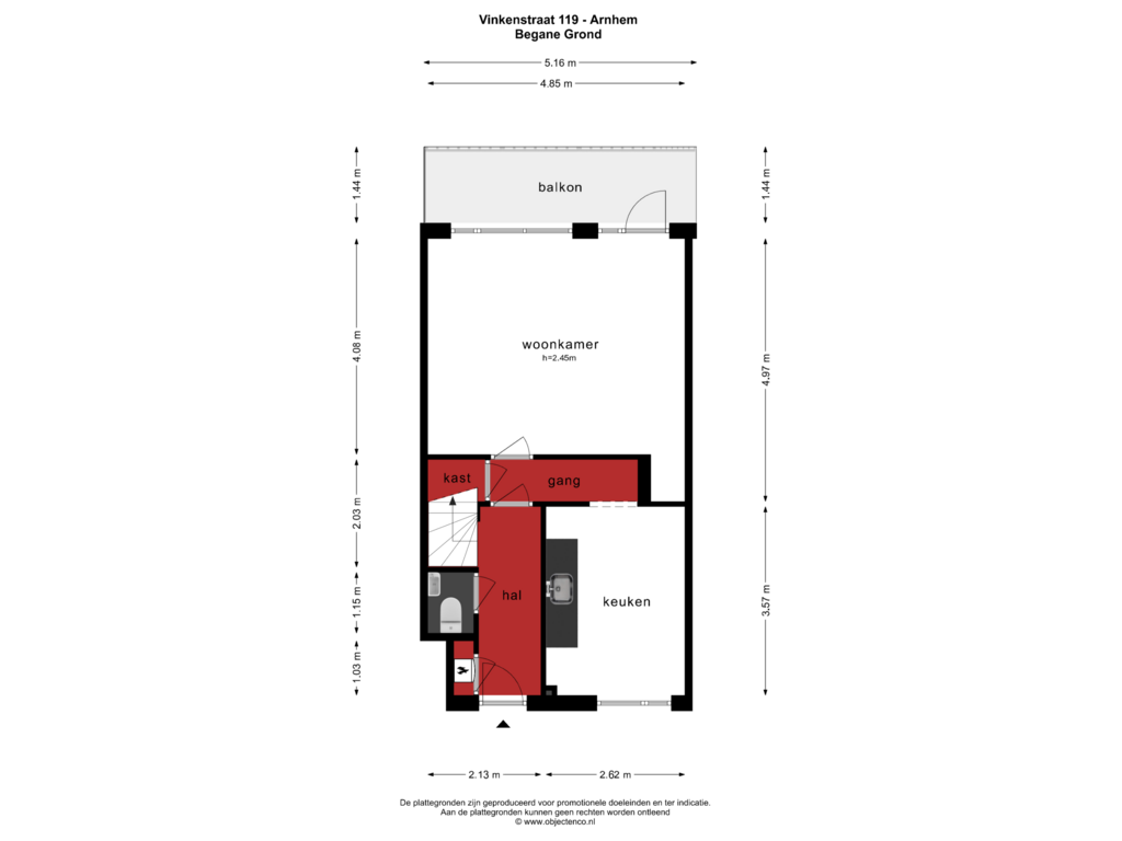 Bekijk plattegrond van Begane Grond van Vinkenstraat 11