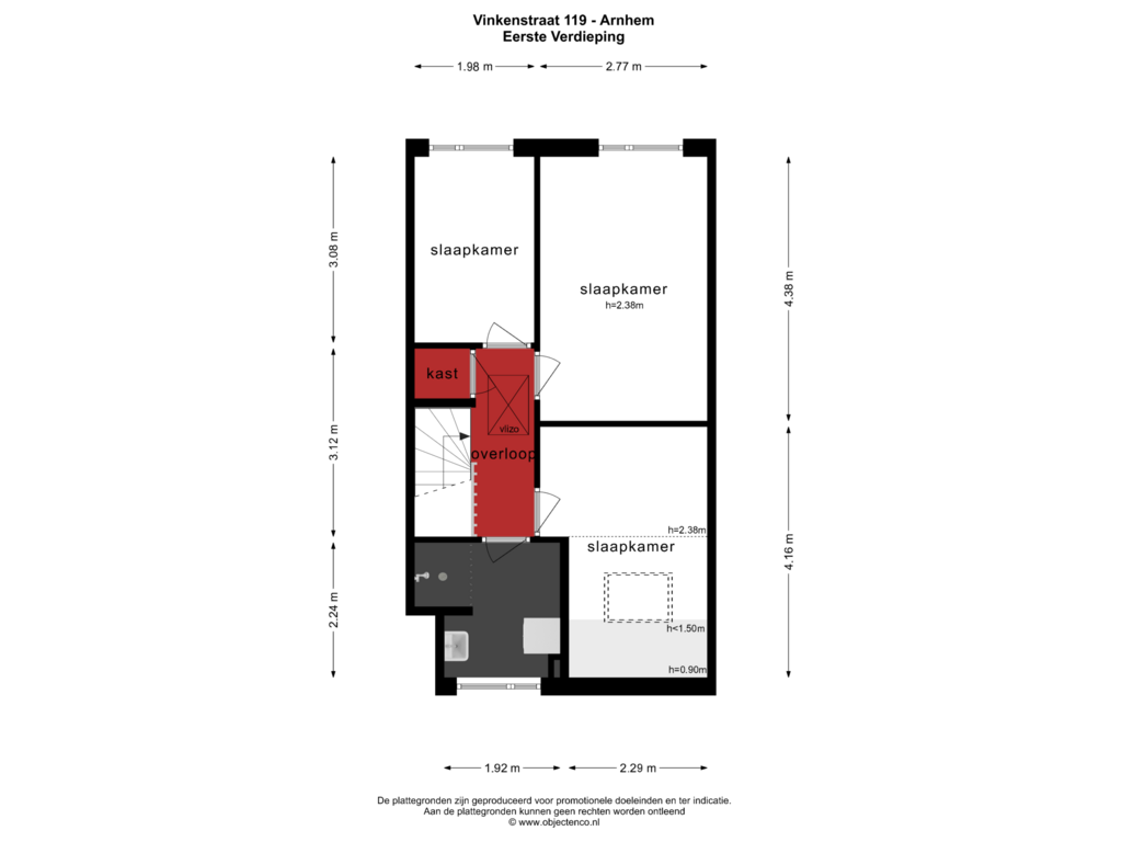 Bekijk plattegrond van Eerste Verdieping van Vinkenstraat 11