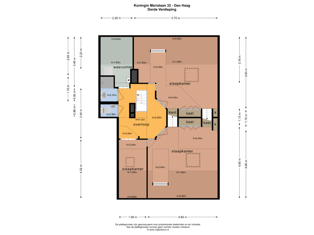 Bekijk plattegrond van DERDE VERDIEPING van Koningin Marialaan 32