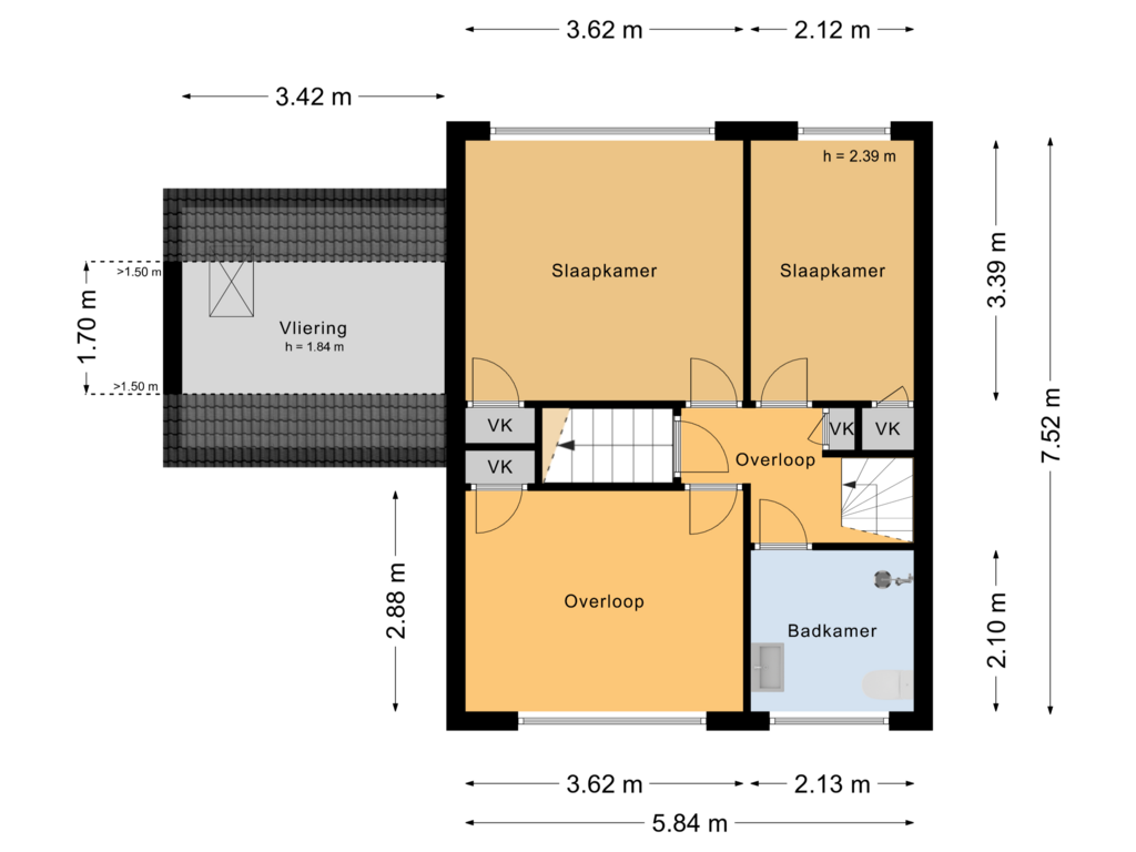 Bekijk plattegrond van Eerste verdieping van Heldersestraat 11