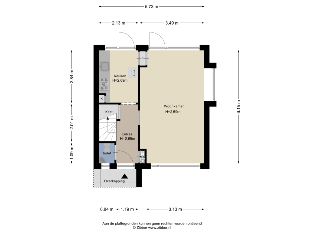 View floorplan of Begane Grond of van Bourlostraat 6