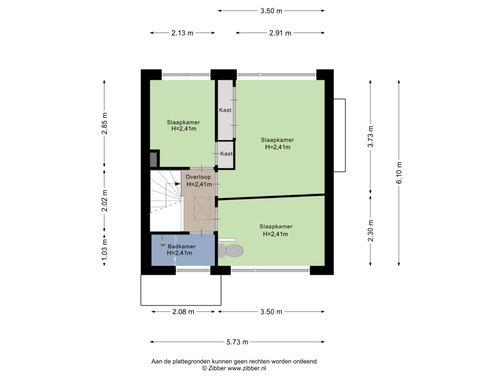 View floorplan of Eerste Verdieping of van Bourlostraat 6