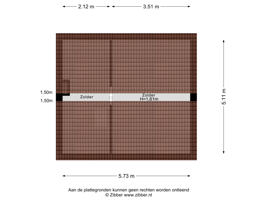 View floorplan of Zolder of van Bourlostraat 6