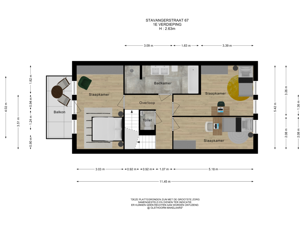 Bekijk plattegrond van 1e verdieping van Stavangerstraat 67