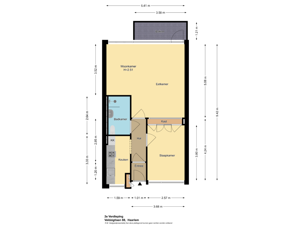 Bekijk plattegrond van 2e Verdieping van Veldzigtlaan 88