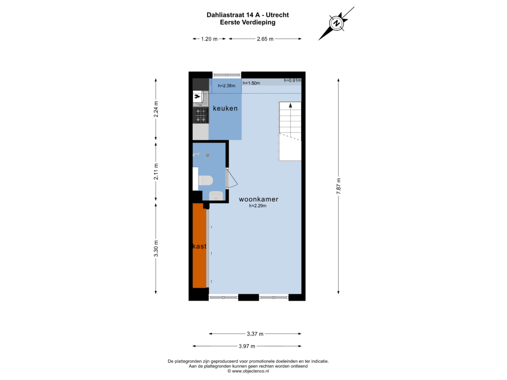 Bekijk plattegrond van EERSTE VERDIEPING van Dahliastraat 14-A