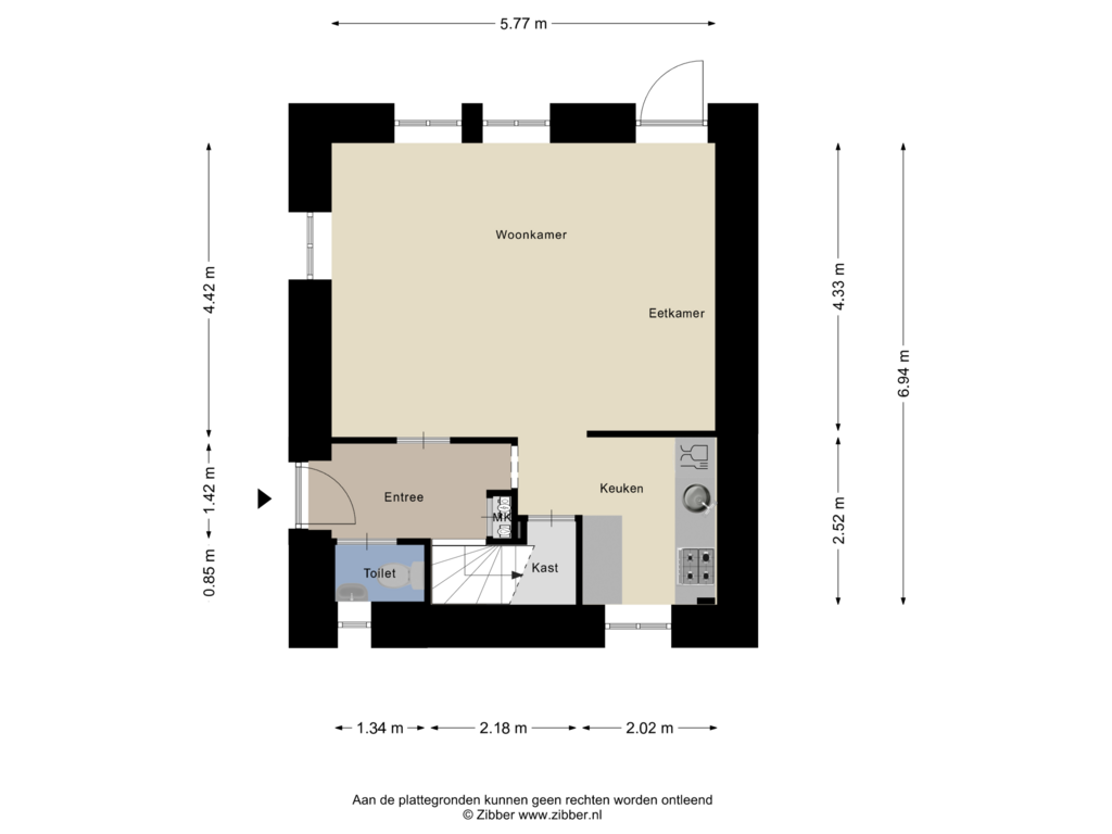 Bekijk plattegrond van Begane Grond van Groene Kruisstraat 3