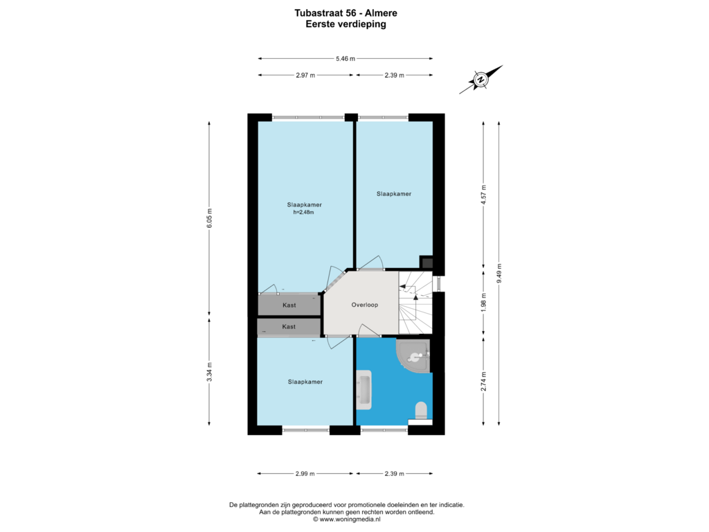 Bekijk plattegrond van Eerste verdieping van Tubastraat 56