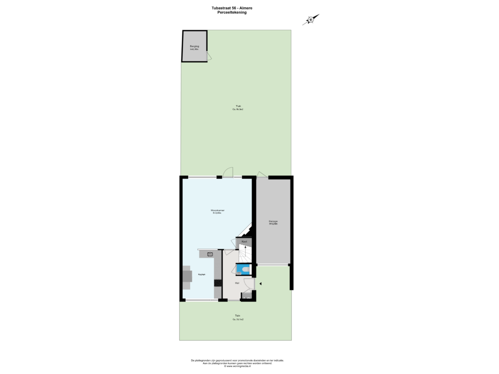 Bekijk plattegrond van Perceeltekening van Tubastraat 56