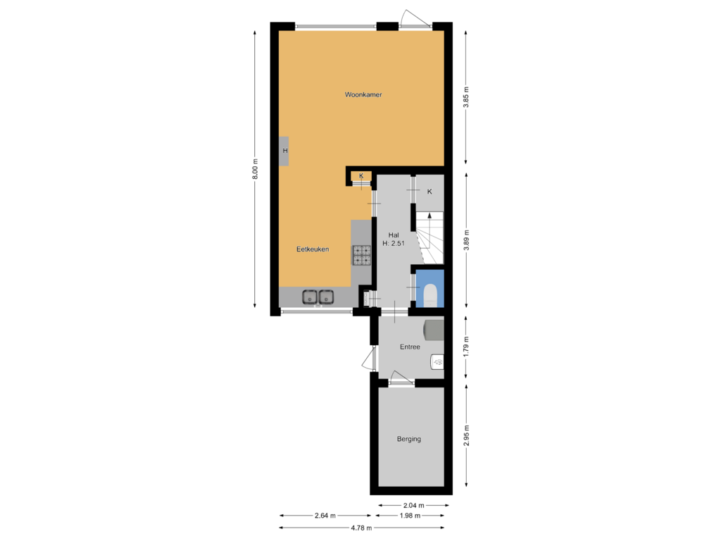 Bekijk plattegrond van Begane grond van Prinses Marijkehof 88