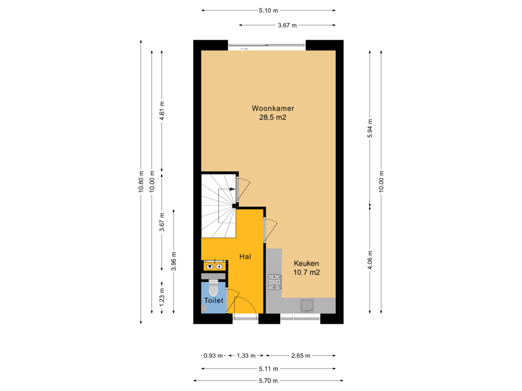 Bekijk plattegrond van Begane grond van Compagniestraat 10