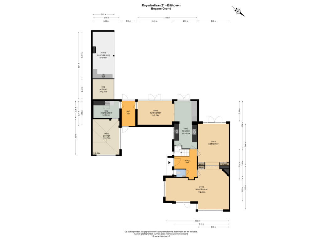 View floorplan of BEGANE GROND of Ruysdaellaan 21