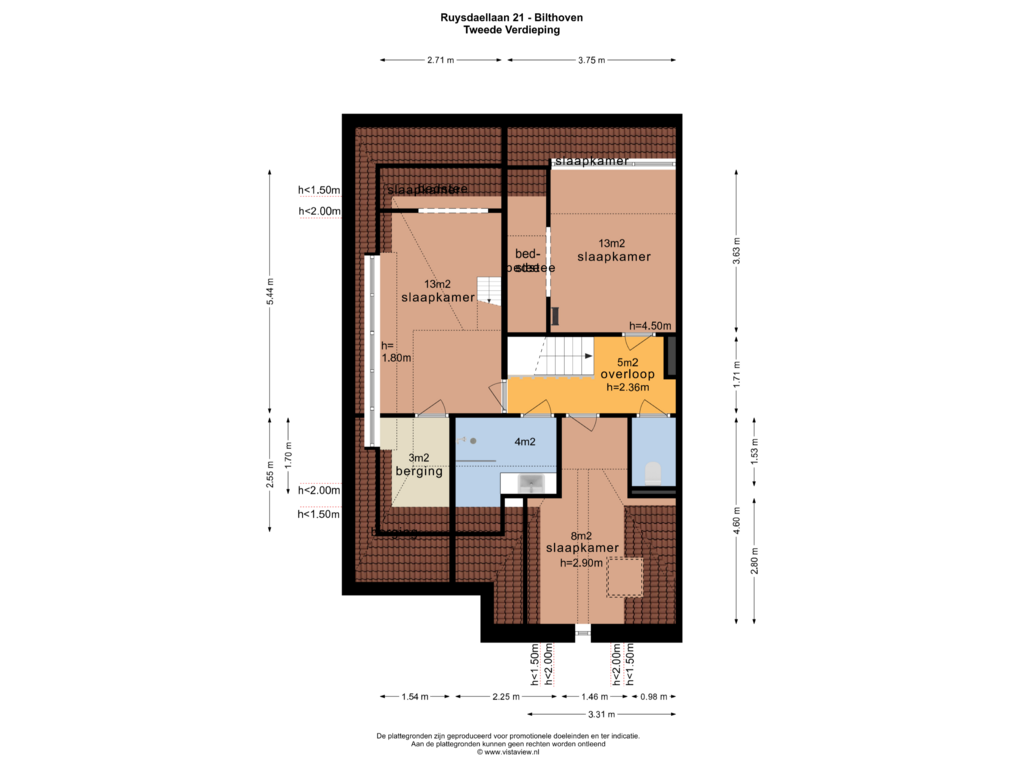 View floorplan of TWEEDE VERDIEPING of Ruysdaellaan 21