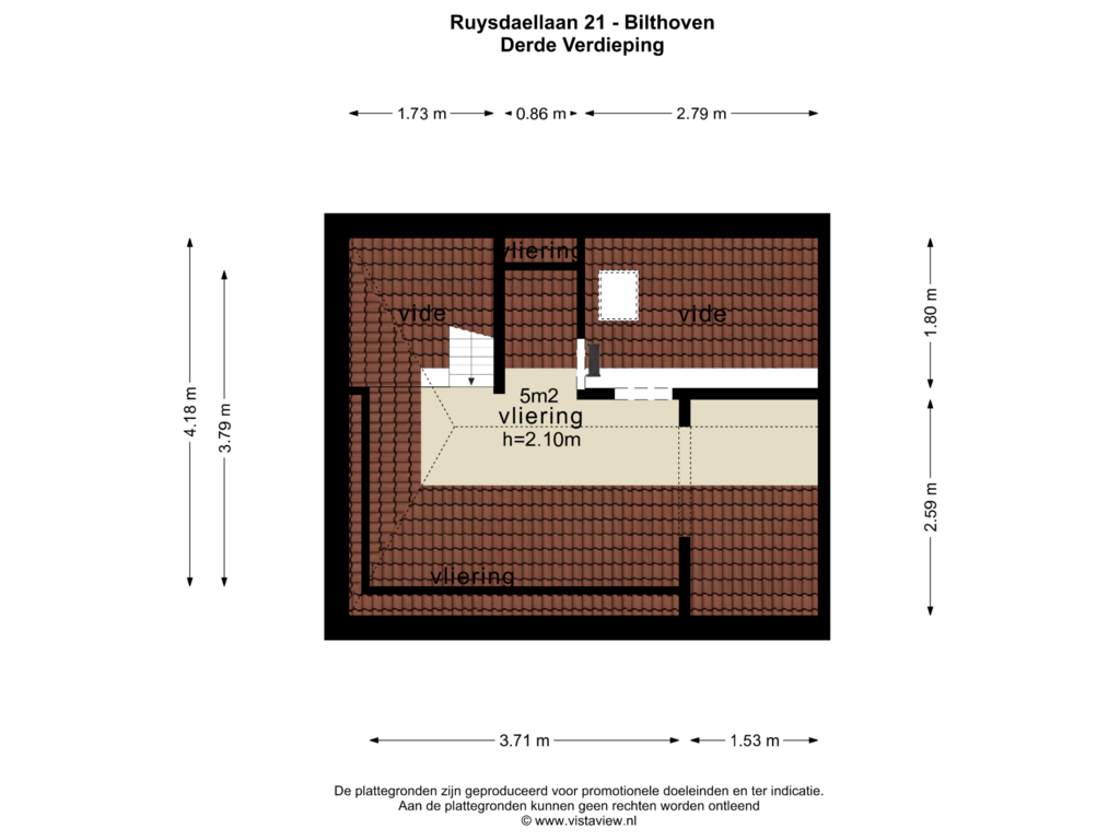 View floorplan of DERDE VERDIEPING of Ruysdaellaan 21