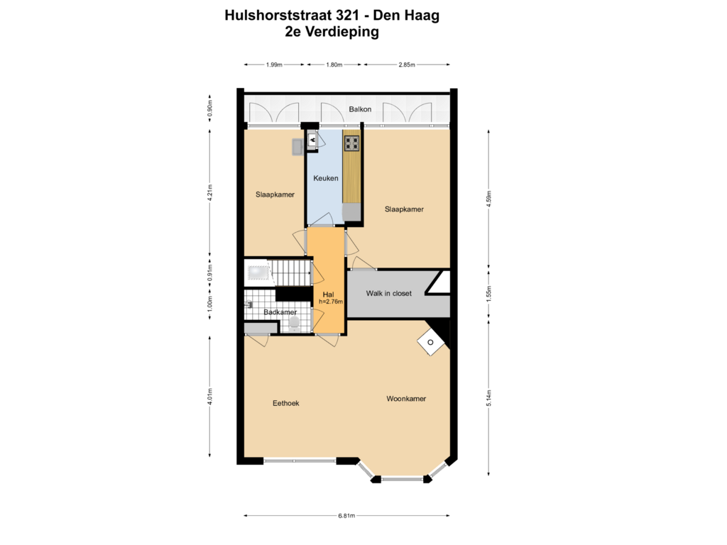 Bekijk plattegrond van 2e Verdieping van Hulshorststraat 321