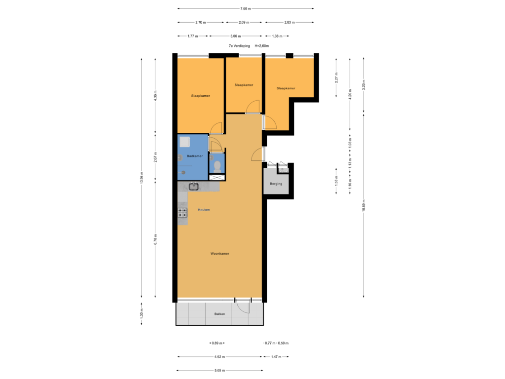 Bekijk plattegrond van 7e Verdieping van Forellendaal 283