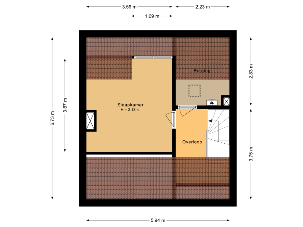 View floorplan of Tweede verdieping of Frans Campmanweg 40